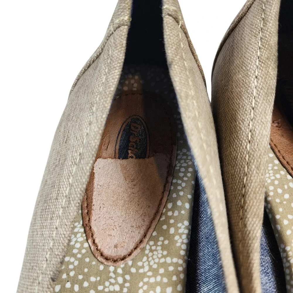 Dr Scholls Memory Fit Foam Ballet Flats Women;s 11 Beige Fabric Comfort Cute NEW